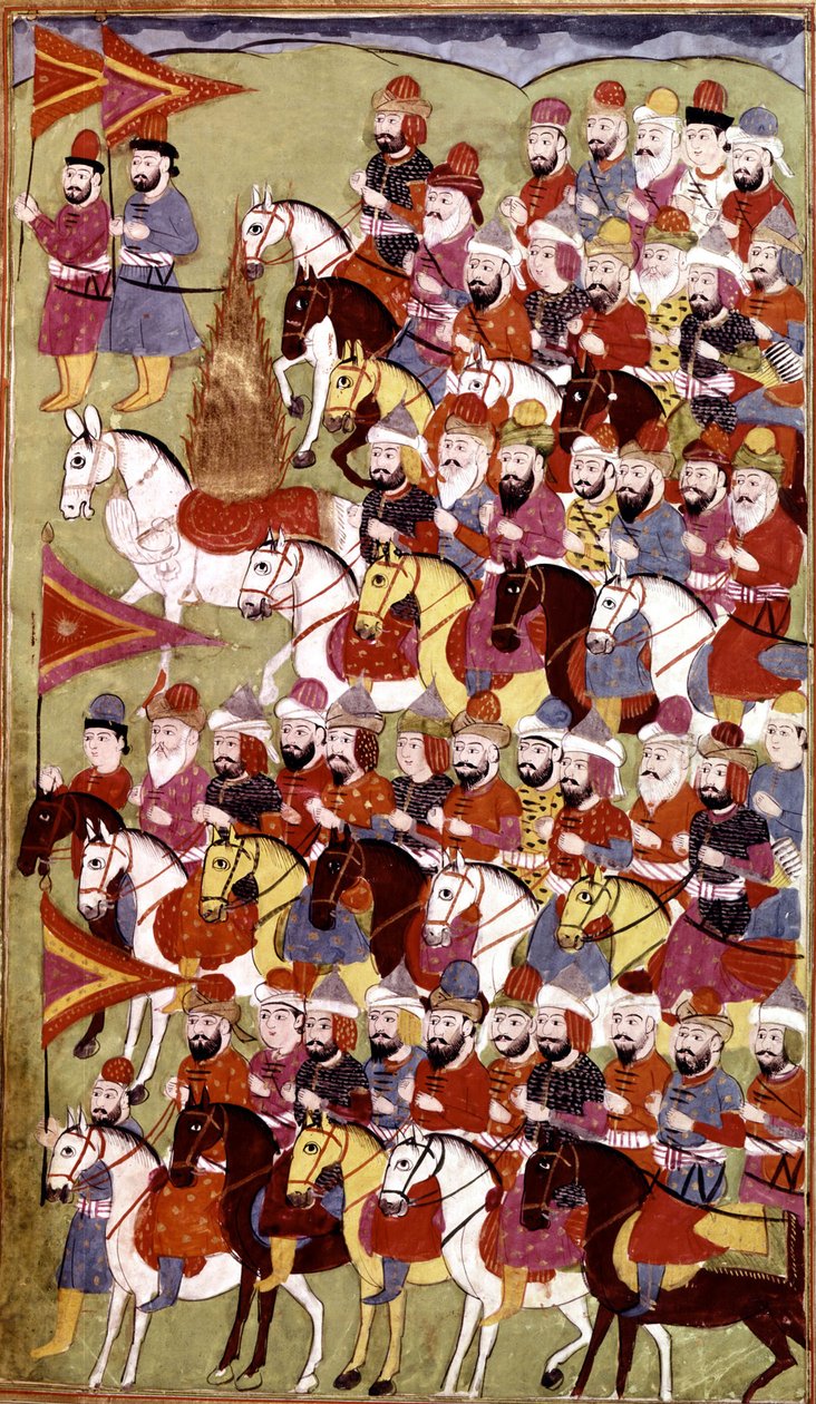 Tarina profeetta Muhammedista, Hamla-i-Haydari, Mirza Muhammad Rafi Bazil, 1808 (muste ja värit paperille) tekijältä Indian School