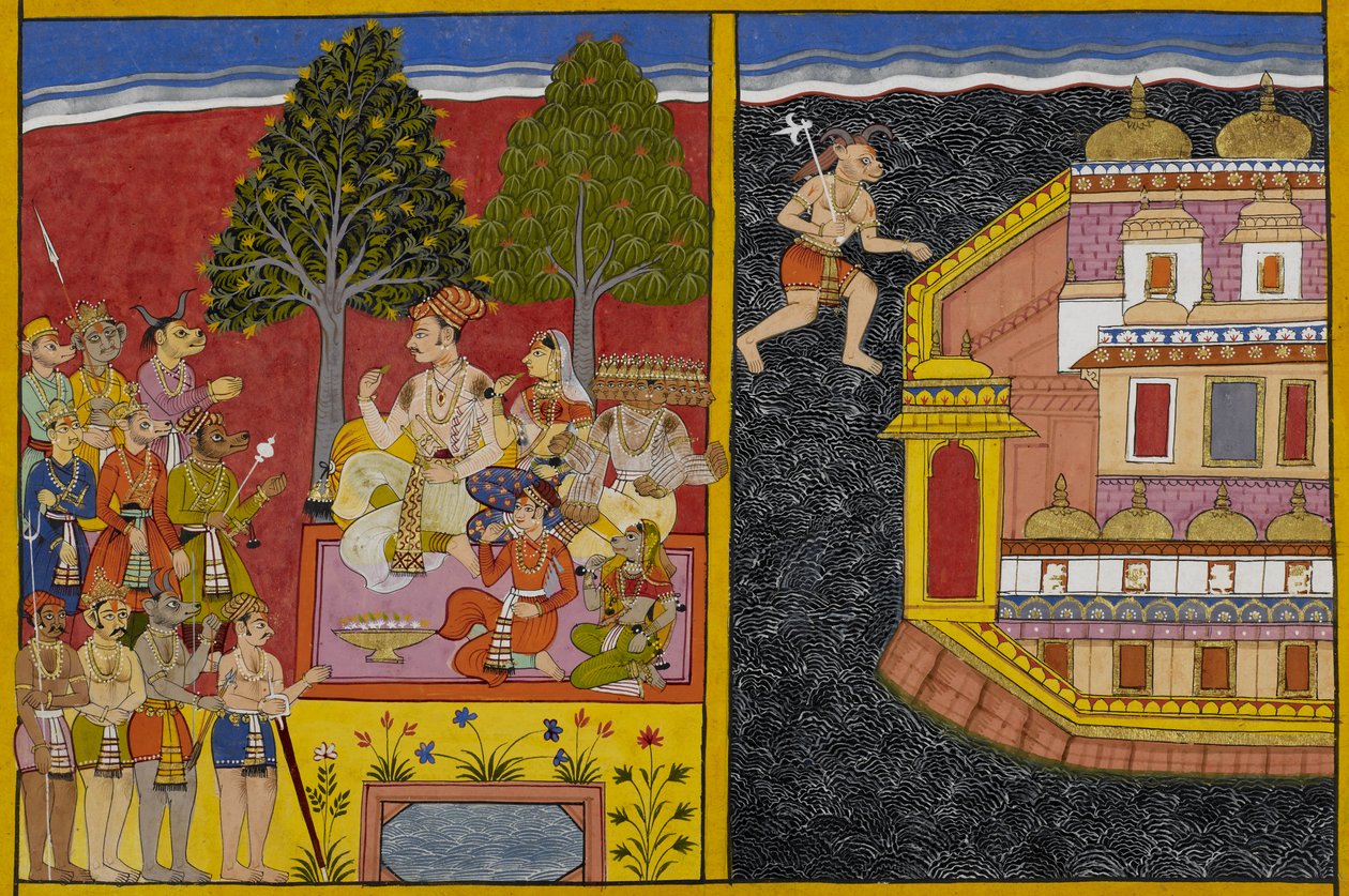 Sumāli kehottaa Rāvaṇaa ottamaan Laṅkān haltuunsa, kun Prahasta pyytää Vaisravaṇan hyväksyntää. tekijältä Indian School