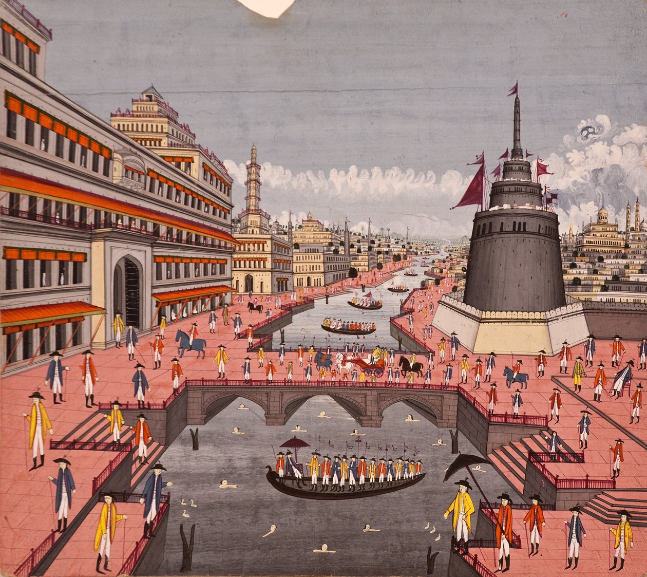 The Ghat at Jaunpur, n. 1780 (läpinäkymätön wc paperilla) tekijältä Indian School
