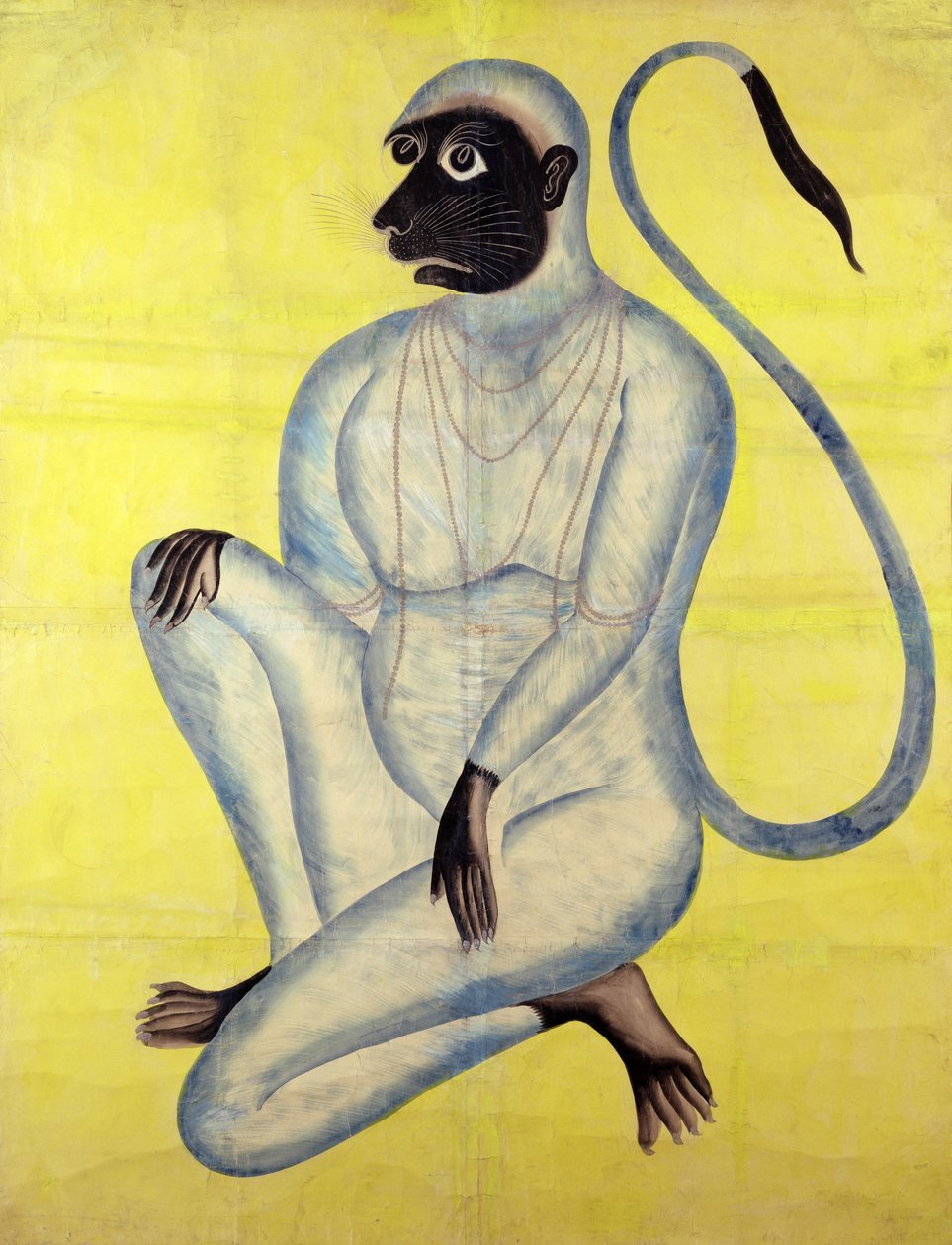 Apinajumala Hanuman, Kalighat, Kalkutta, n. 1870 (wc hopealla paperilla) tekijältä Indian School