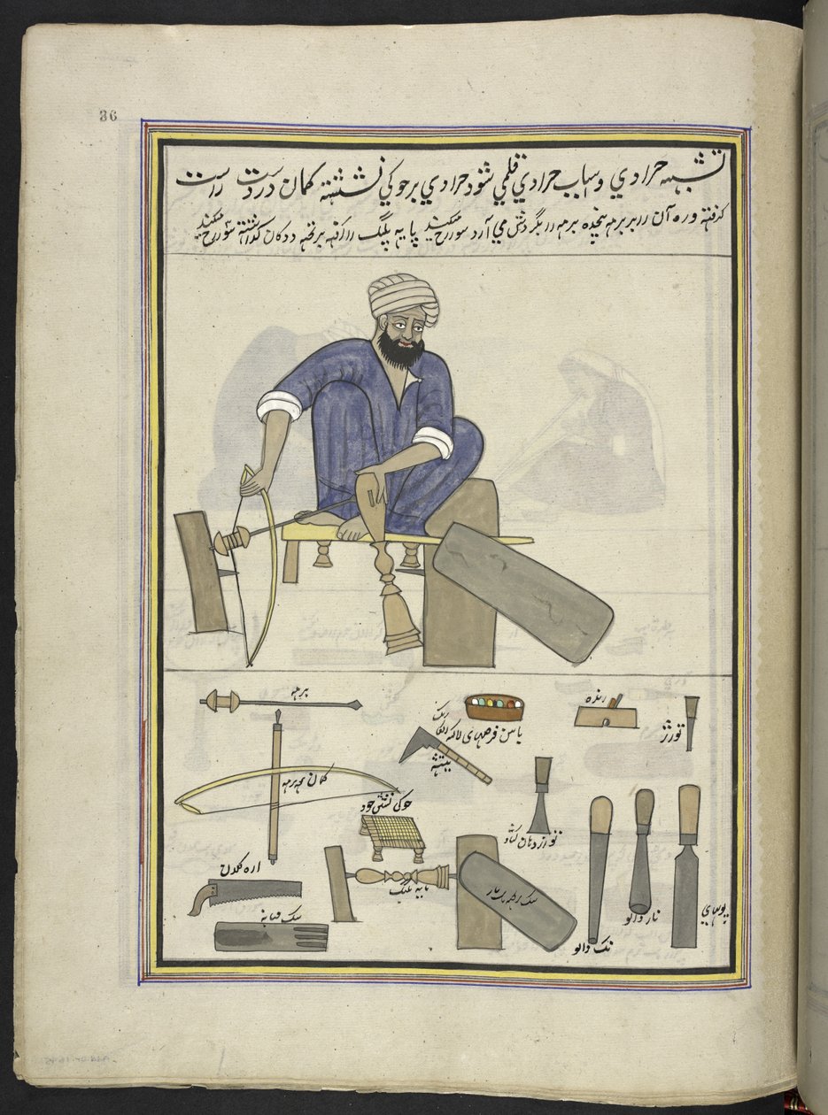 Turner,  86 niteeseen sidottua piirustusta, jotka kuvaavat ammatteja ja ammatteja Kashmirissa, käsityöläiset ovat esillä työssään työvälineineen ja laitteineen,  Kashmirin taiteilija, luultavasti Srinagarissa, n. 1850-60 (guassi paperilla) tekijältä Indian School