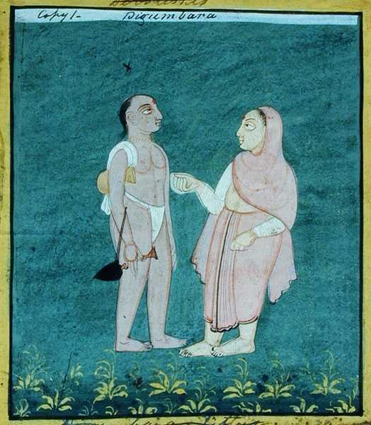 Two Digambara Jains, Religious Mendicants, Udaipur, n. 1810-20 (guassi paperilla) tekijältä Indian School