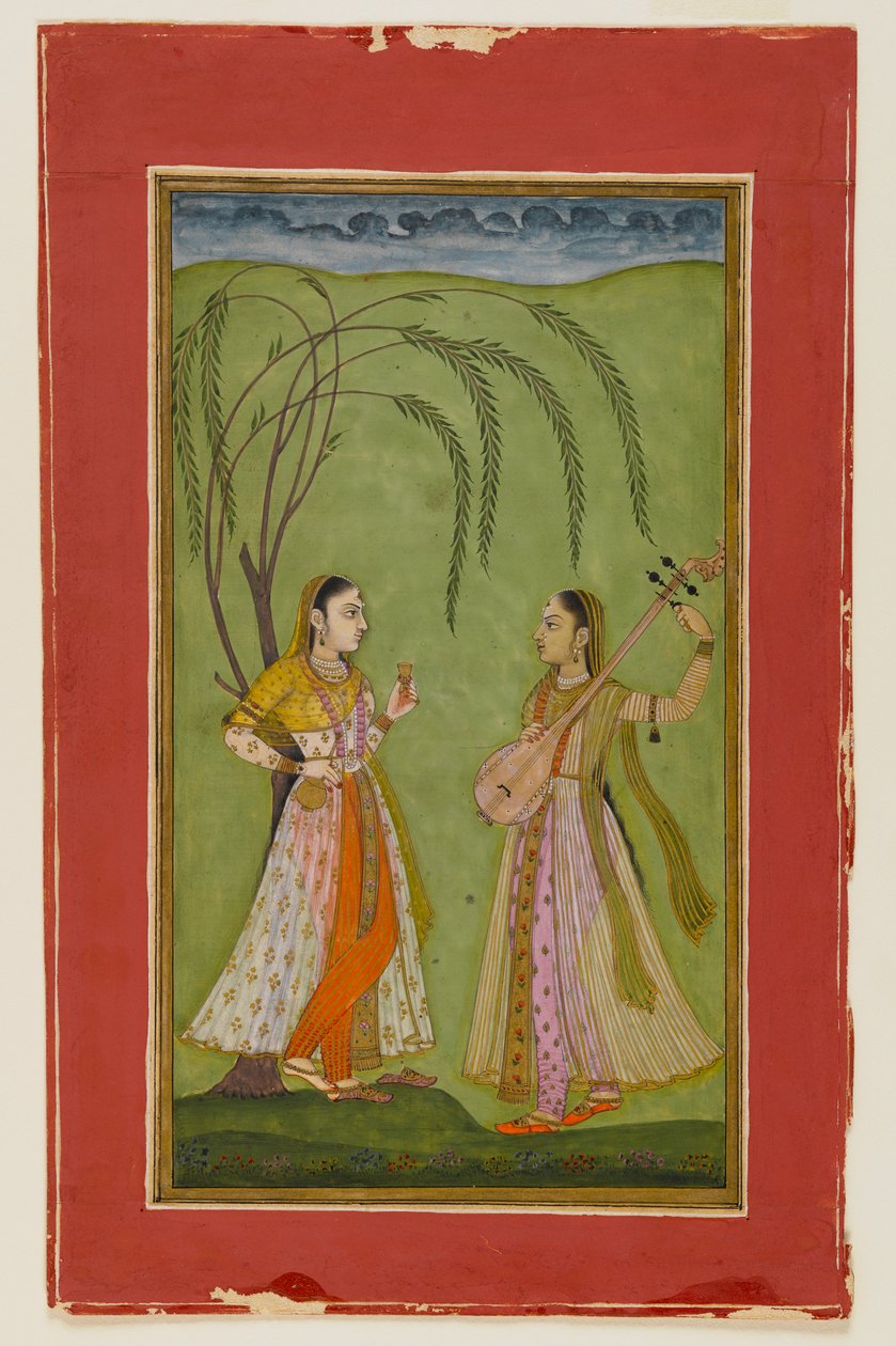Kaksi naista maisemassa, n. 1725 (läpinäkymätön wc paperilla) tekijältä Indian School