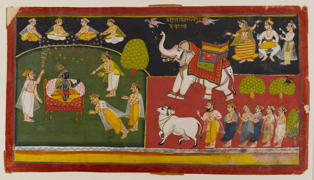 Tuntematon kohtaus, Aurangabad, n. 1725 (wc paperilla) tekijältä Indian School