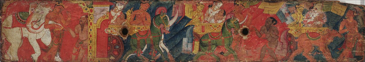 Vessnatara Jataka, käsikirjoituksen kannesta, Pala School, n.1200 (maalattu puu) tekijältä Indian School