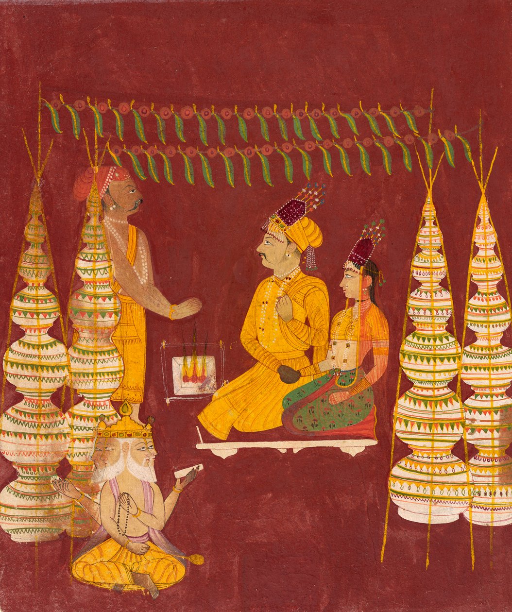 Hääseremonia Brahman läsnä ollessa, n. 1680 tekijältä Indian School