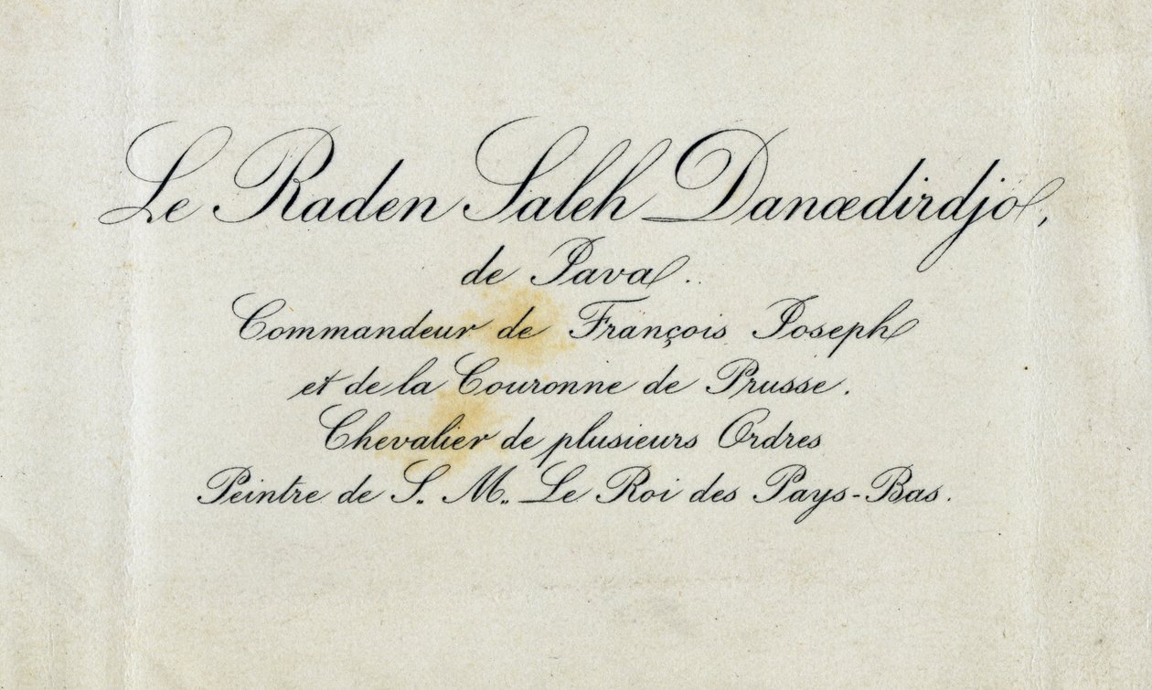 Raden Saleh Danoedirdgion käyntikortti, n. 1850-80 tekijältä Indonesian School