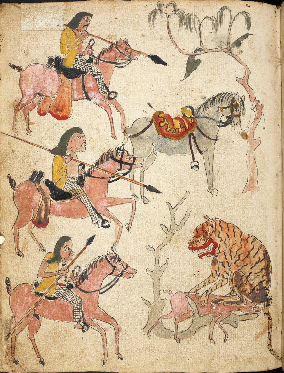 "Pemburuan", metsästäjä, kuvitus teoksesta "Serat Damar Wulan" tai "The Romance of Damar Wulan" (kynä ja muste vesivärillä paperille) tekijältä Indonesian School