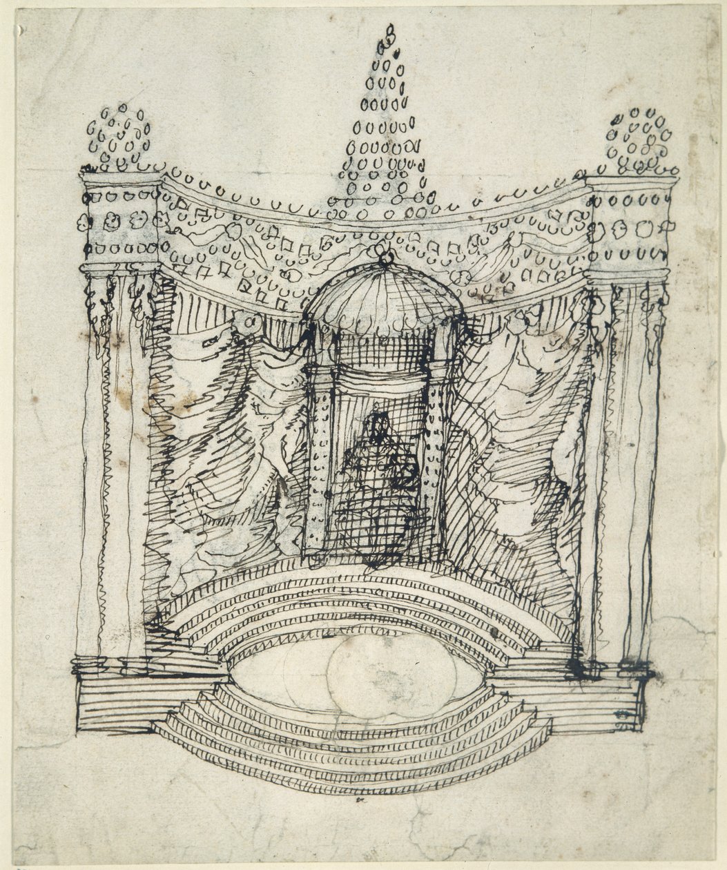 Valtaistuin (kynä ja muste paperille) tekijältä Inigo Jones