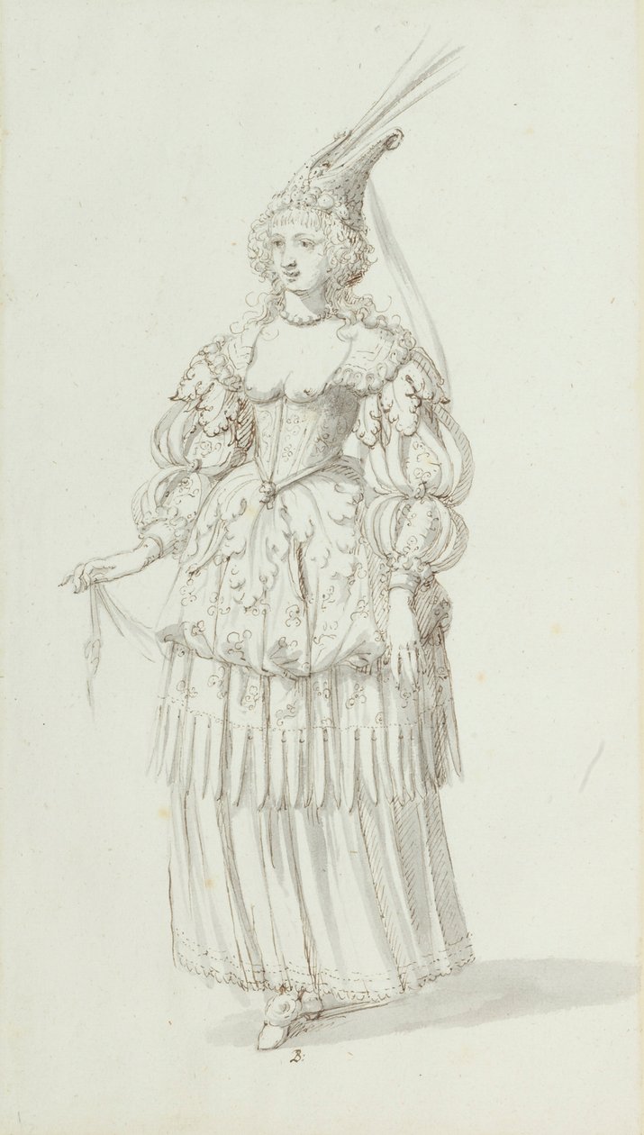 Chloris: vaihtoehtoinen luonnos Henrietta Marialle, n. 1631 (kynä ja muste paperille) tekijältä Inigo Jones