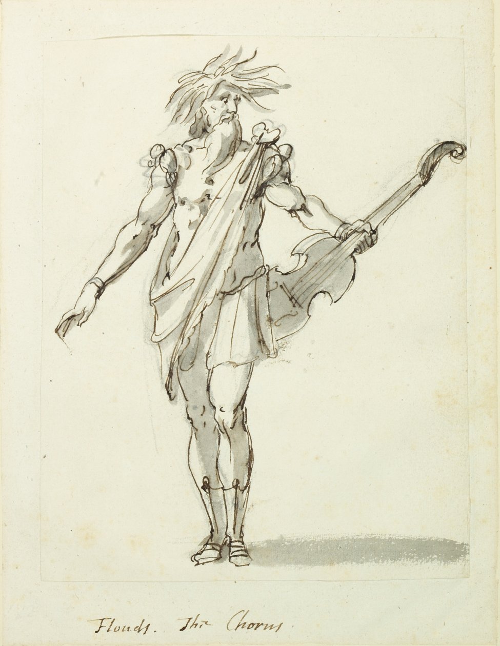 Tulvat: kuoro, n. 1631 (kynä ja muste paperille) tekijältä Inigo Jones