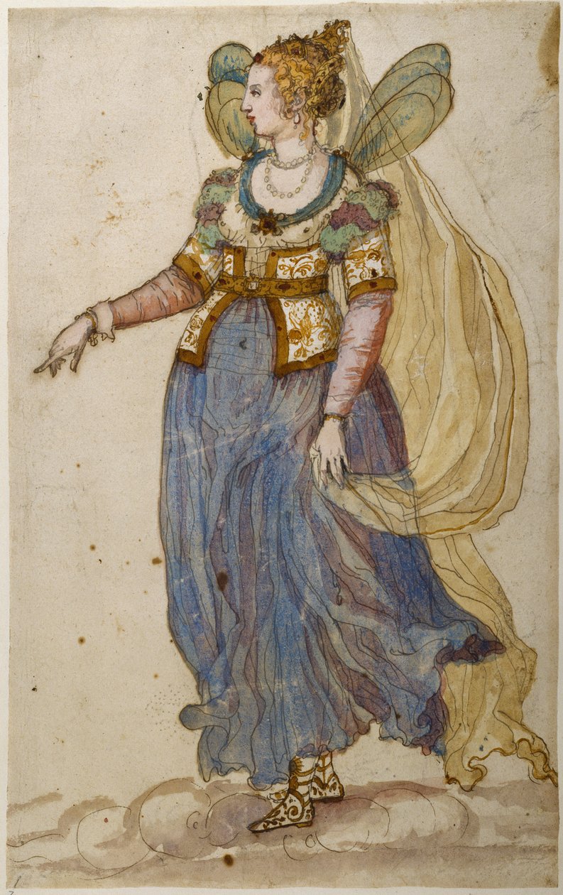 Lady naamio (akvarelli paperille) tekijältä Inigo Jones