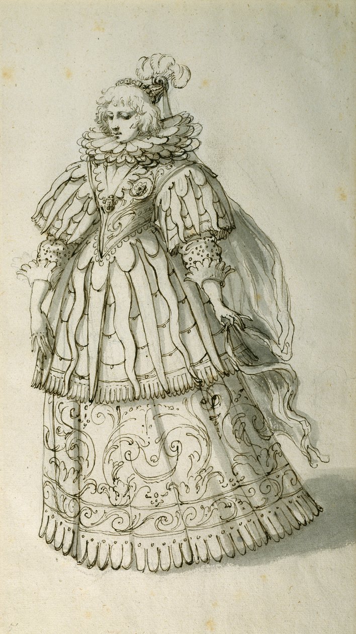 Masquer, n. 1638 (kynä ja muste paperille) tekijältä Inigo Jones