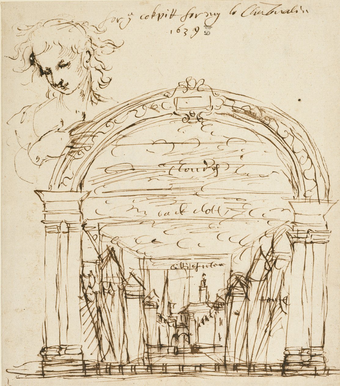 Kohtaus tuntemattomasta näytelmästä Cockpit-in-Courtissa tekijältä Inigo Jones