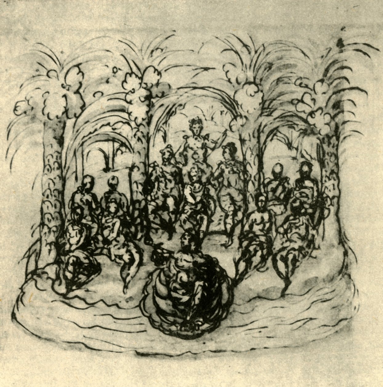 "The Maritime Chariot Containing the Queen and Masquers", c1635, 1942. tekijältä Inigo Jones