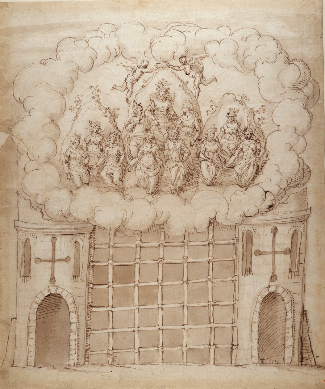 The Release of the Daughters of the Morn, n. 1611 (kynä ja muste paperille) tekijältä Inigo Jones