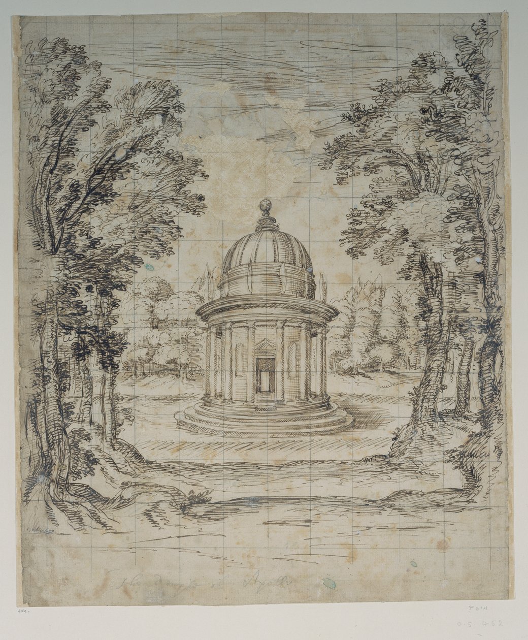 Apollon temppeli (kynä ja tussi paperille) tekijältä Inigo Jones