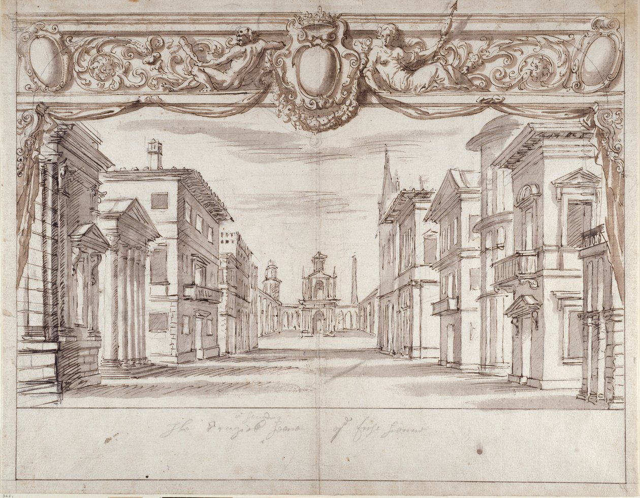 Traaginen kohtaus (kynä ja muste paperille) tekijältä Inigo Jones
