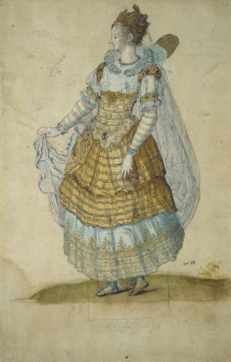 Siivekäs naamio (akvarelli paperille) tekijältä Inigo Jones