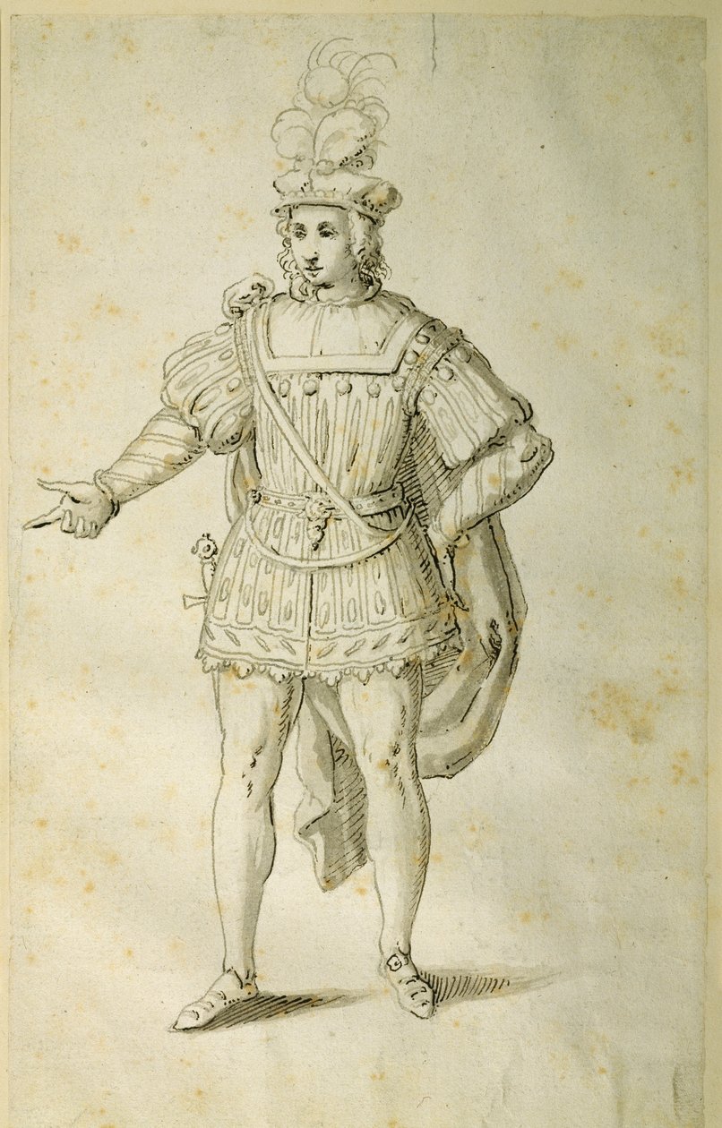 Nuoret muinaisessa brittiläisessä asussa, n. 1611 (kynä ja muste paperille) tekijältä Inigo Jones