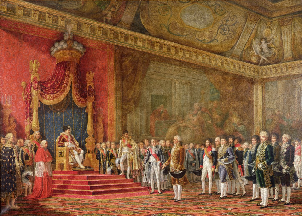 Napoleon (1769-1821) vastaanottaa valtuuskunnan Rooman senaatista, 16. marraskuuta 1809 tekijältä Innocent Louis Goubaud