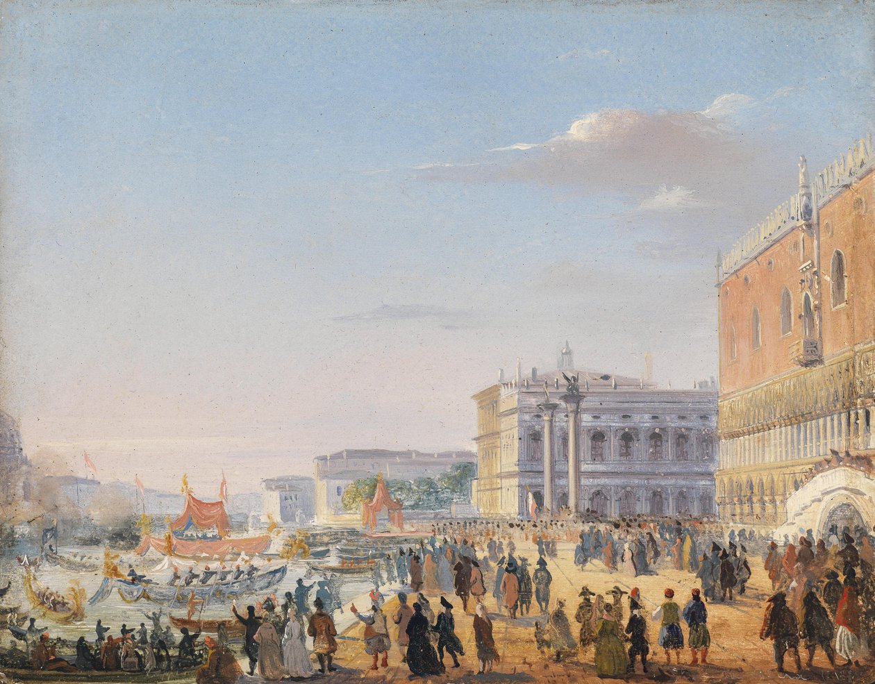Die Ankunft von Kaiser Franz Joseph und Kaiserin Elisabeth von Österreich in Venedig im Jahr 1856 tekijältä Ippolito Caffi