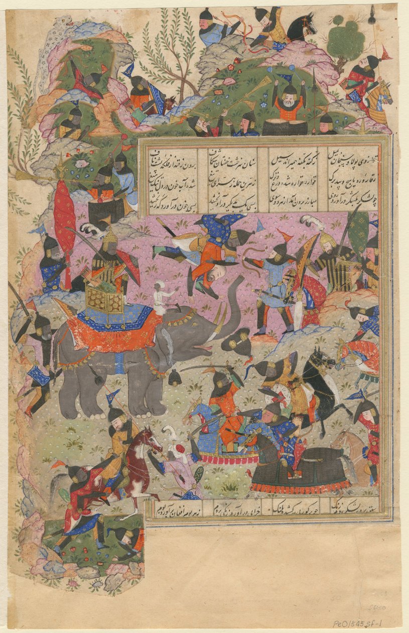 Iskandarin taistelu Zanjin kanssa Nizamin Khamsan käsikirjoituksesta, 1540-1545 tekijältä Iranian Master