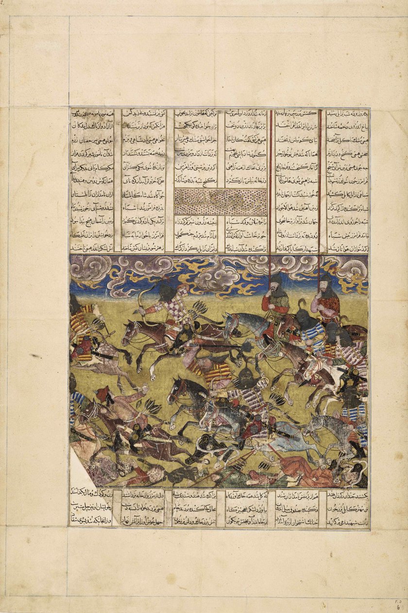 Demotte Shahnameh: Faramarz jahtaa Kabulin kuningasta, noin 1330. tekijältä Iranian master.