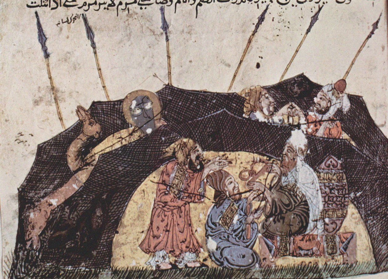 Al-Haririn 43. maq?ma, 1225-1235 (tempera paperille) tekijältä Iraqi School