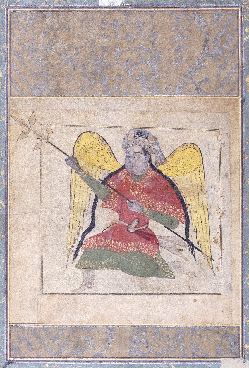 Enkeli, jolla on turbaani, kantaa sauvaa, n. 1370-80 tekijältä Iraqi School