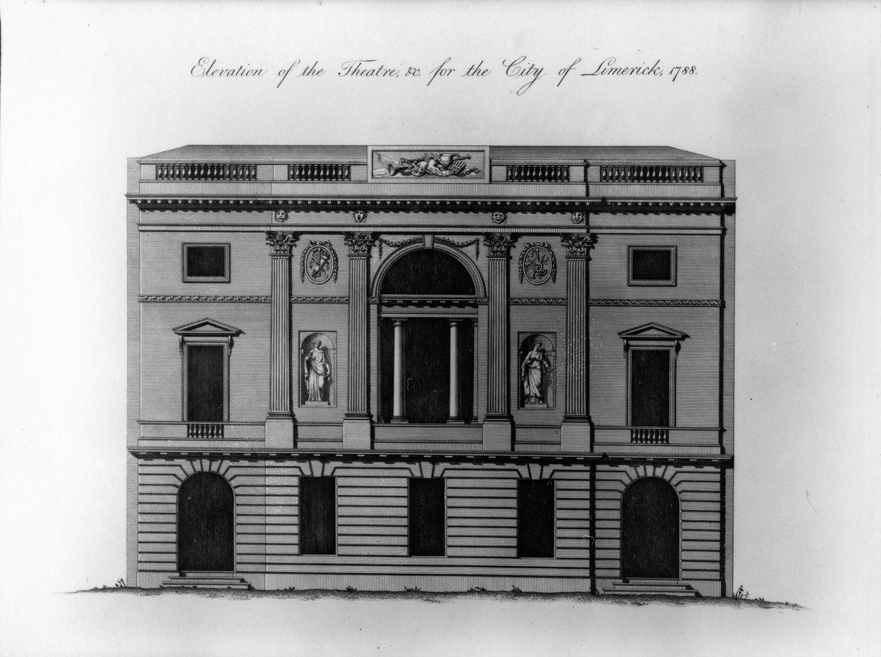 Teatterin kohoaminen, undc. Limerickin kaupungille, 1788 tekijältä Irish School