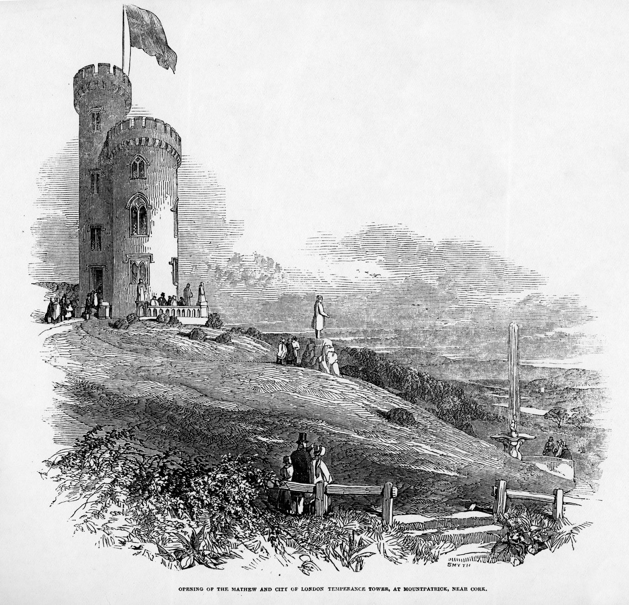 Mathew ja City of London Temperance Tower avattiin Mount Patrickissa lähellä Corkia, 1846 tekijältä Irish School