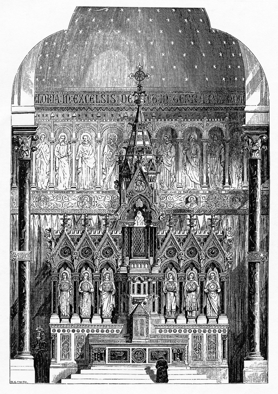 Pyhän Alphonsus Liguorin alttari, Limerick, Irlanti, kuvitus teoksesta "The Builder", 1865 tekijältä Irish School
