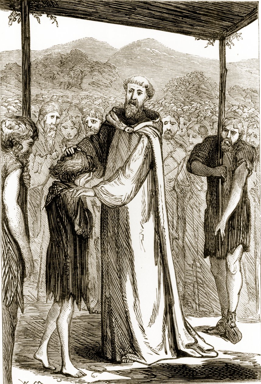 St. Columba siunaa villipoikaa, Mary Cusackin (1829-1899) 1890-luvulla julkaistusta The Trias Thaumaturgasta eli Three Wonder-Working-Working Saints of Irelandista tekijältä Irish School