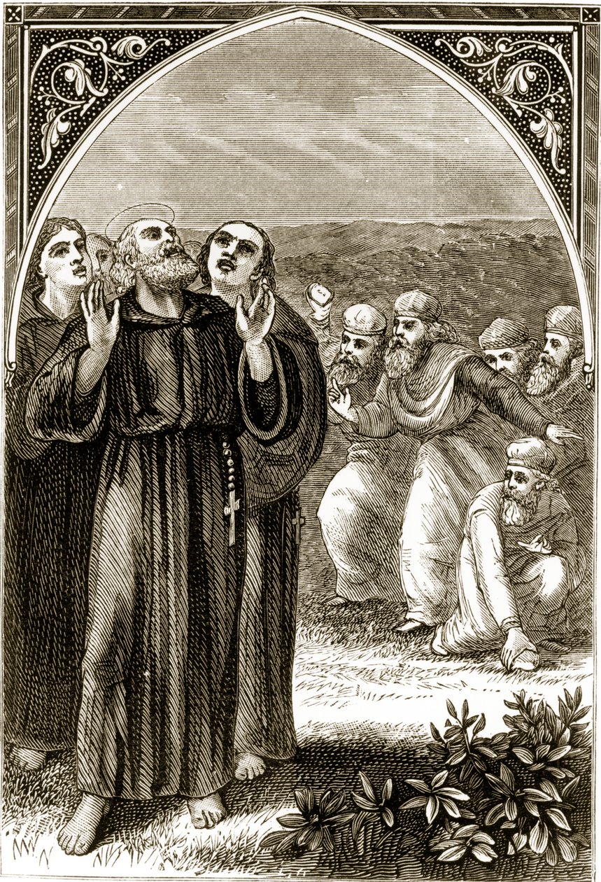 Mary Cusackin (1829-1899) n. 1890-luvulla ilmestynyt St. Columba laulaa ja druidien hyökkäämä. tekijältä Irish School