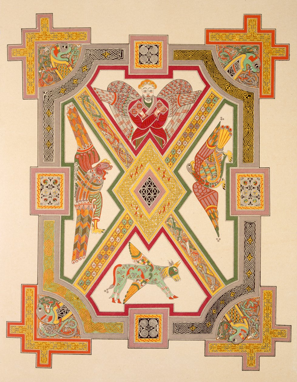 Neljä evankelistaa, faksimile-kopiosta Book of Kells, pub. kirjoittanut Day & Son tekijältä Irish School