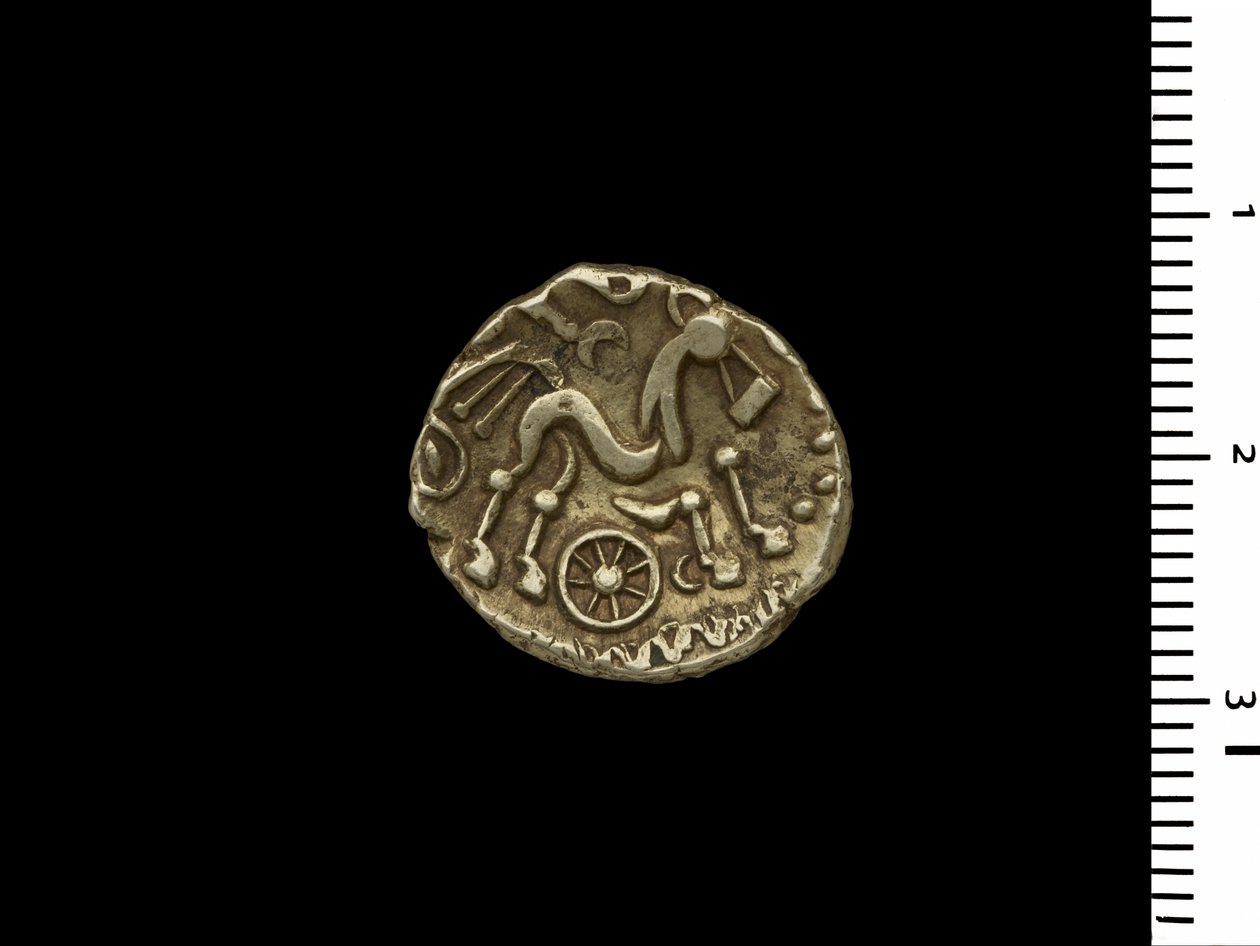 Kolikko Henley Hoardista, noin 50 eKr. (kulta) tekijältä Iron Age