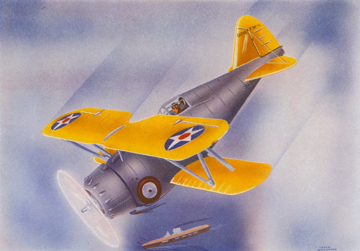 Grumman Fighter (värilitografia) tekijältä Irvin L. Holcombe