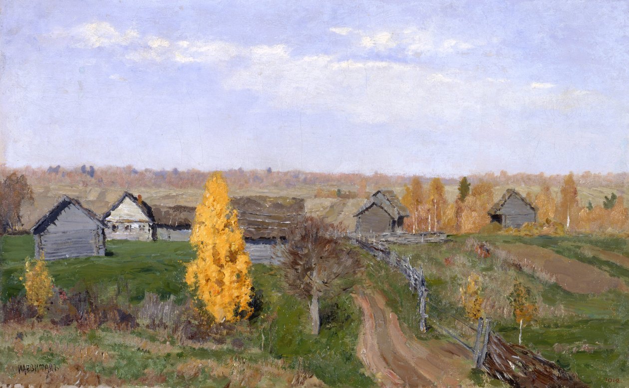 Kultainen syksy. Slobodka tekijältä Isaak Ilyich Levitan