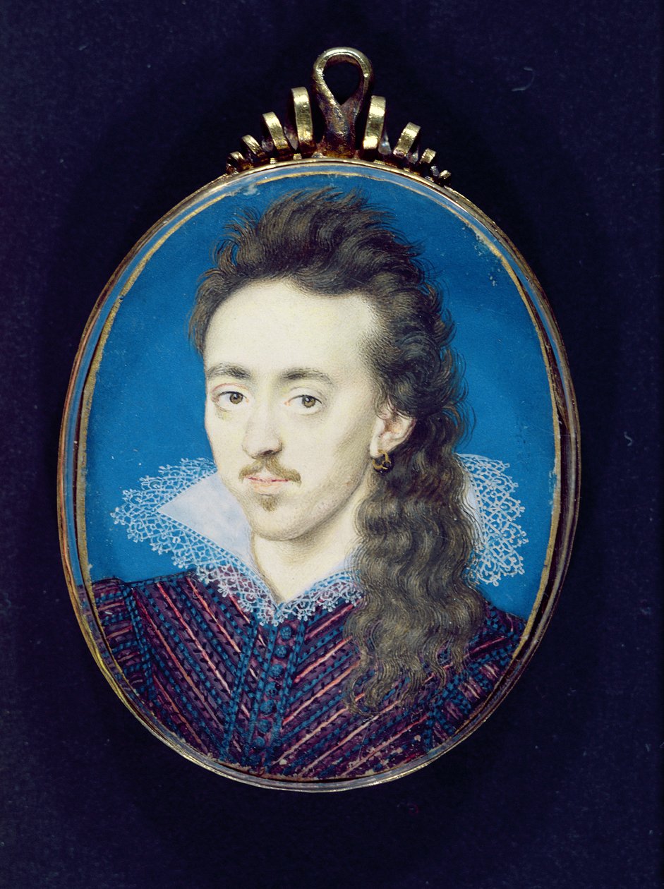 Dudley North (1581-1617) 3. paroni North, 1608-10 (vartaloväri pergamentille, kortille asetettu). tekijältä Isaac Oliver