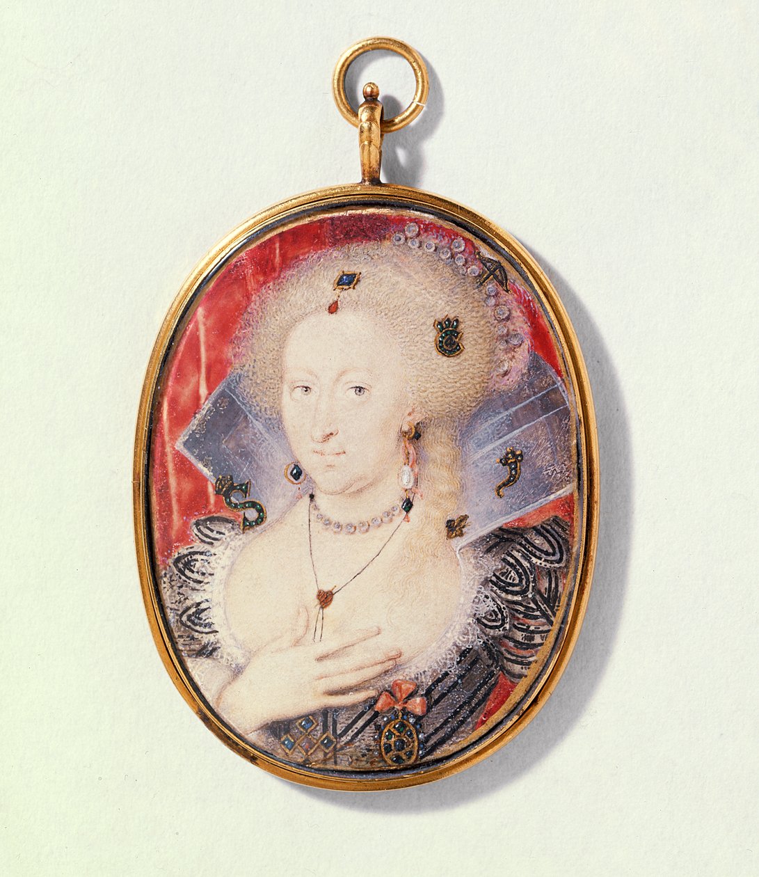 Anne of Denmark, n. 1612, muotokuva (wc vellum) tekijältä Isaac Oliver