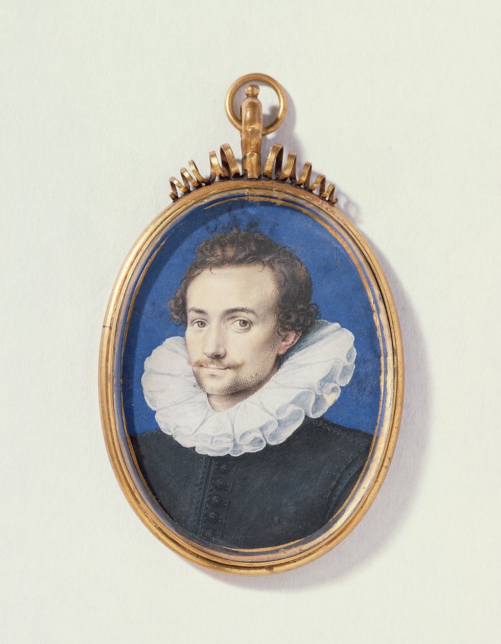 Miehen muotokuva mustassa, n. 1590-1600 (wc vellum) tekijältä Isaac Oliver