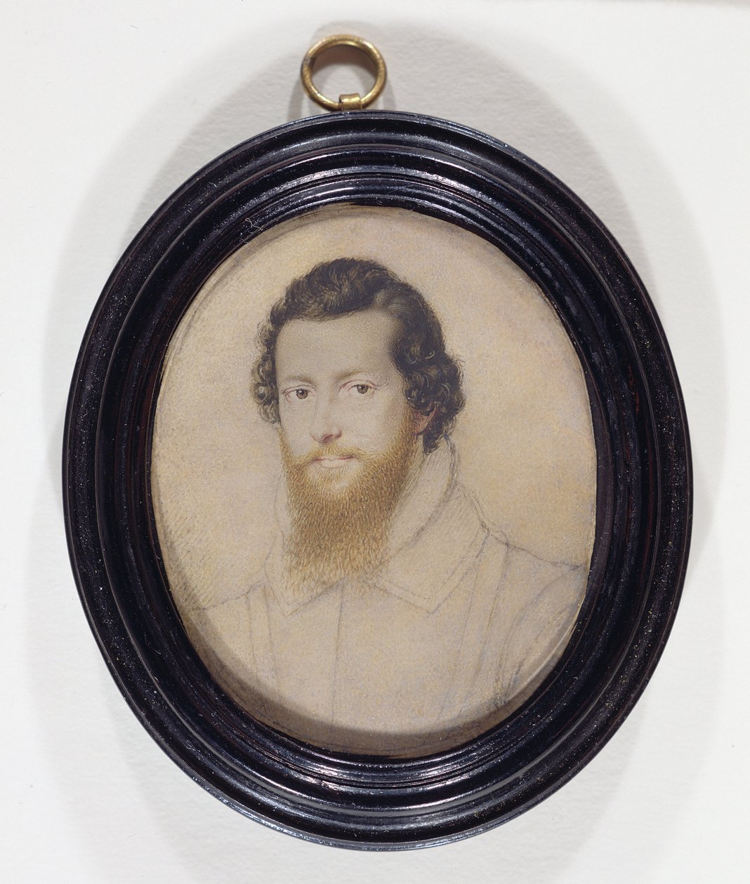 Robert Devereux, Essexin toinen jaarli, K.G. (1566-1601) (guassi ja muste tarranauhalle asetettuna kortille) tekijältä Isaac Oliver