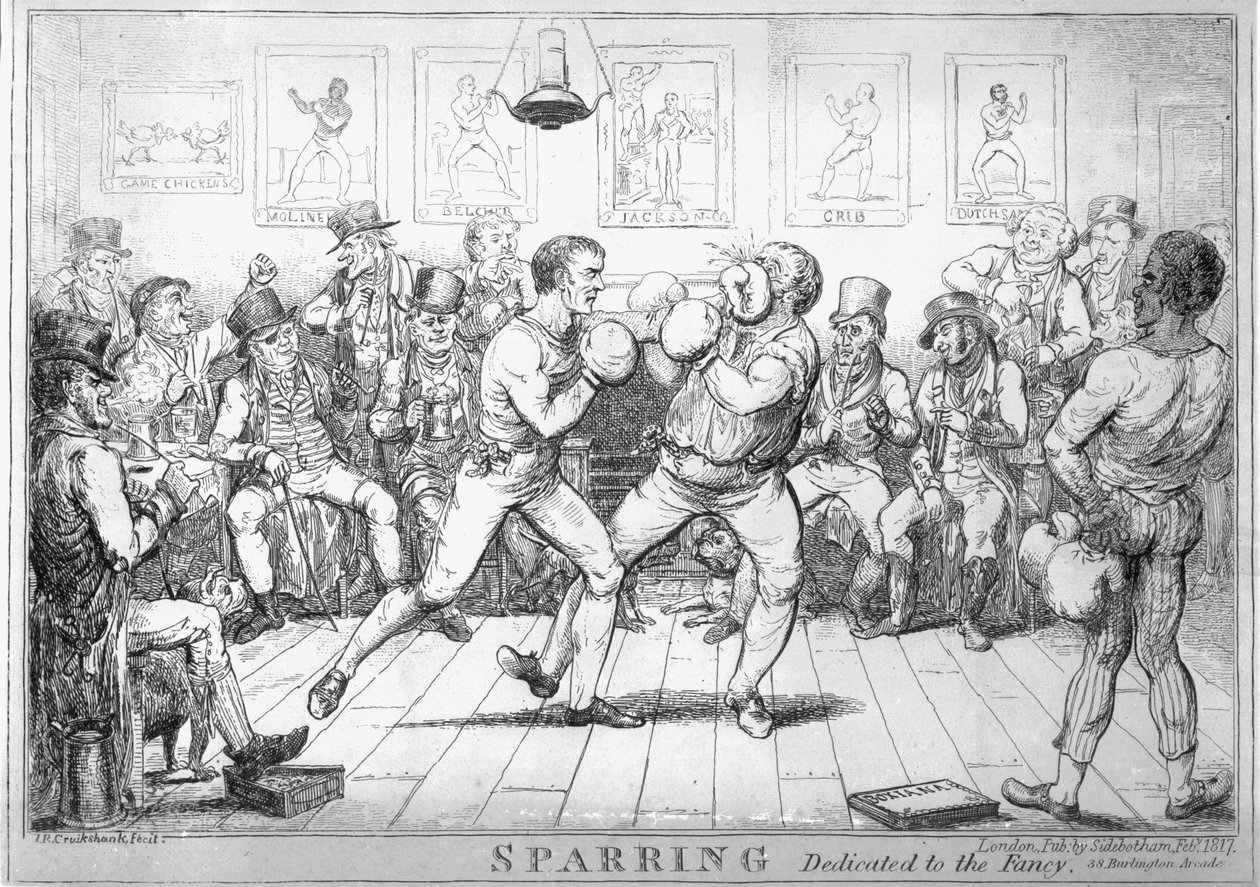Sparring, 1817 tekijältä Isaac Robert Cruikshank