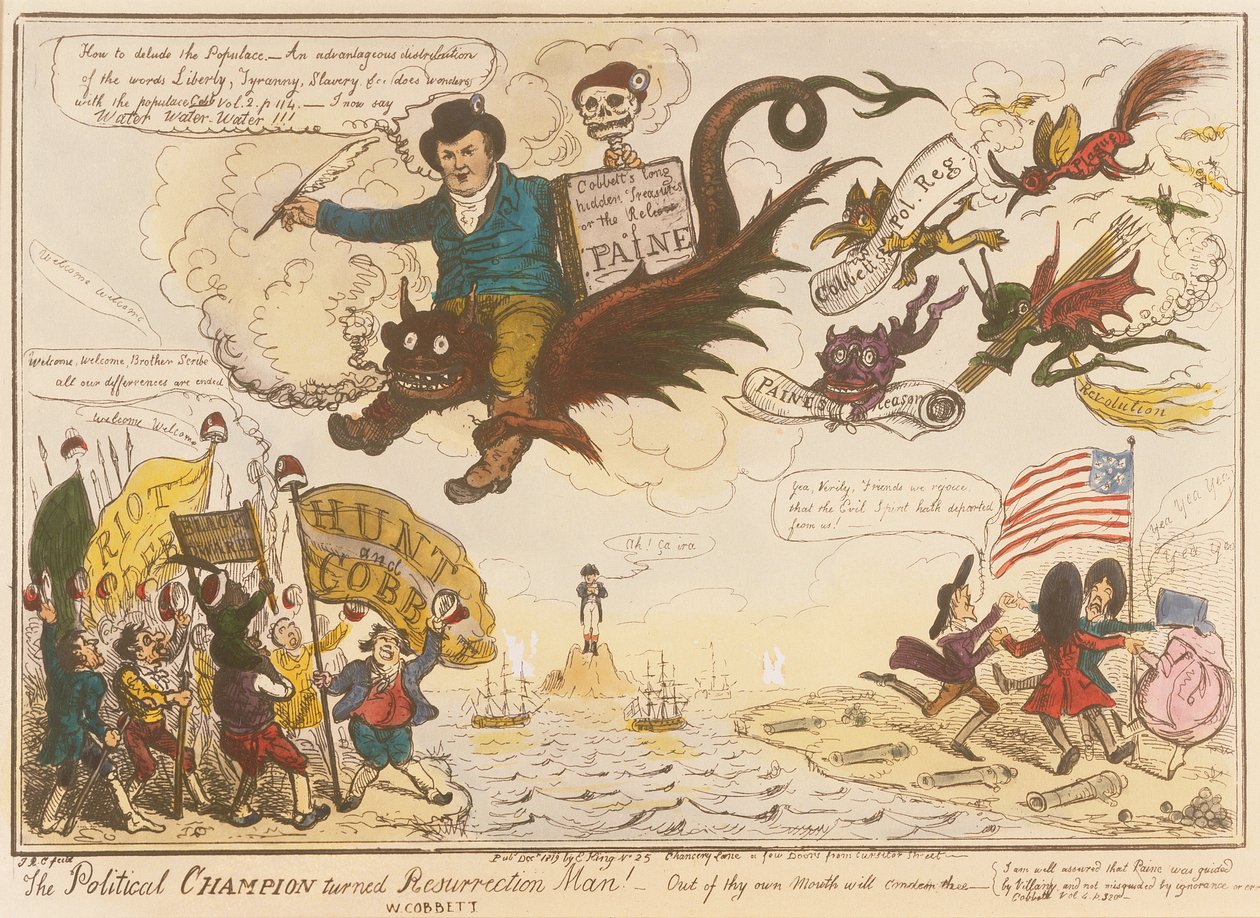 Poliittisesta mestarista tuli ylösnousemusmies! -Omasta suustasi tuomitsee sinut.., 1819 (värietsaus) tekijältä Isaac Robert Cruikshank