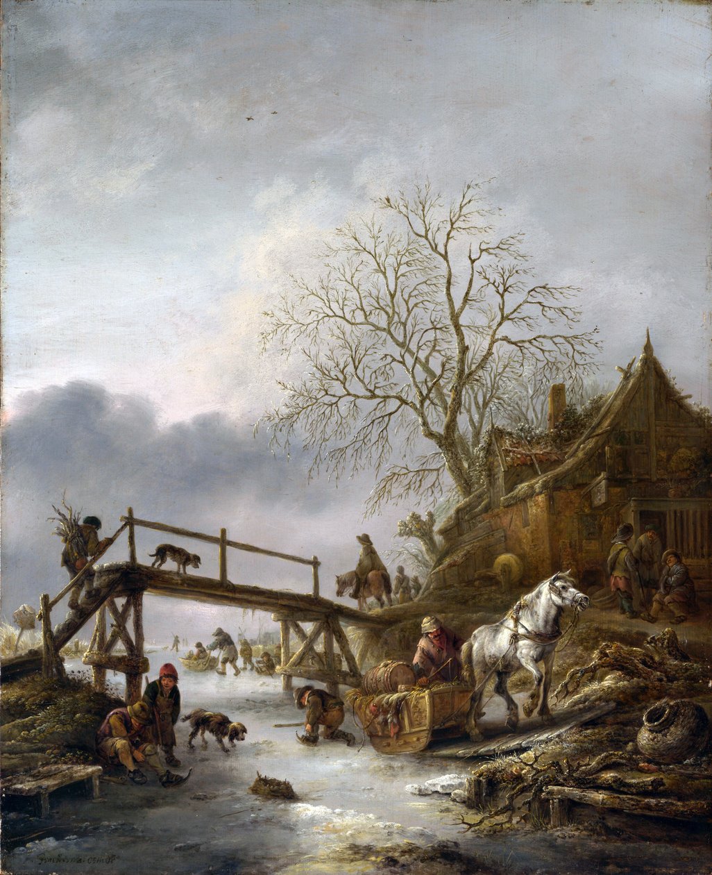 Talvinen kohtaus tekijältä Isaac van Ostade