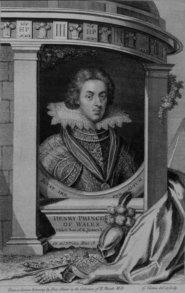 Henry (1594-1612) Walesin prinssi, kaiverrus George Vertue (1684-1756) (kaiverrus) tekijältä Isaac (after) Oliver