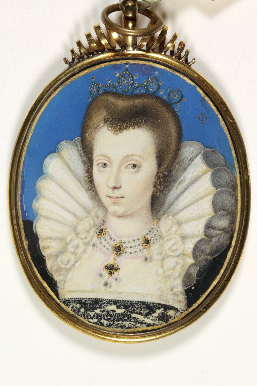 Nainen, joka on perinteisesti tunnistettu Elizabeth Brugesiksi, Lady Kennedyksi (akvarelli persulla) tekijältä Isaac (attr. to) Oliver