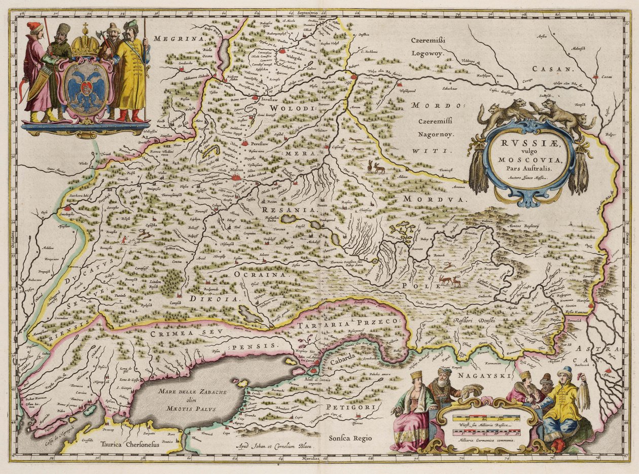 Etelä-Venäjän kartta: Pohjois- ja itäosa, 1664 tekijältä Isaac Abrahamsz. Massa