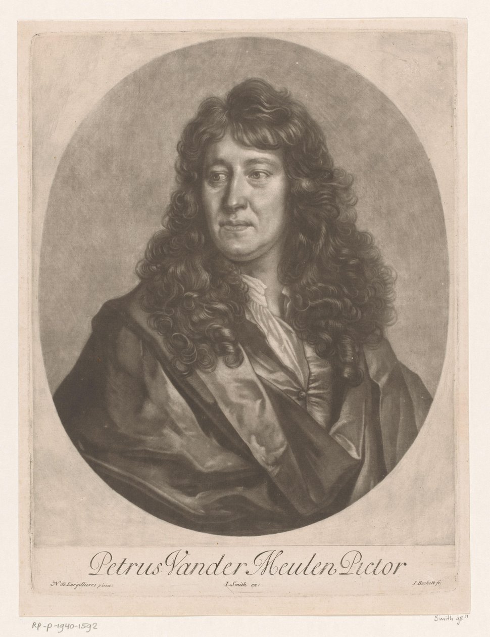 Pieter van der Meulenin muotokuva Petrus Vander Meulen Pictor (otsikko esineessä) tekijältä Isaac Beckett